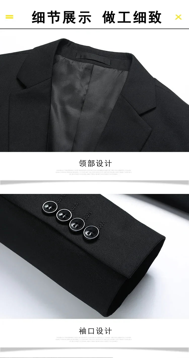 Blazer Masculino Men's Fashion Business Trend British Style Gentleman Slim Professional Formal Dress Wedding Men's Summer Suit