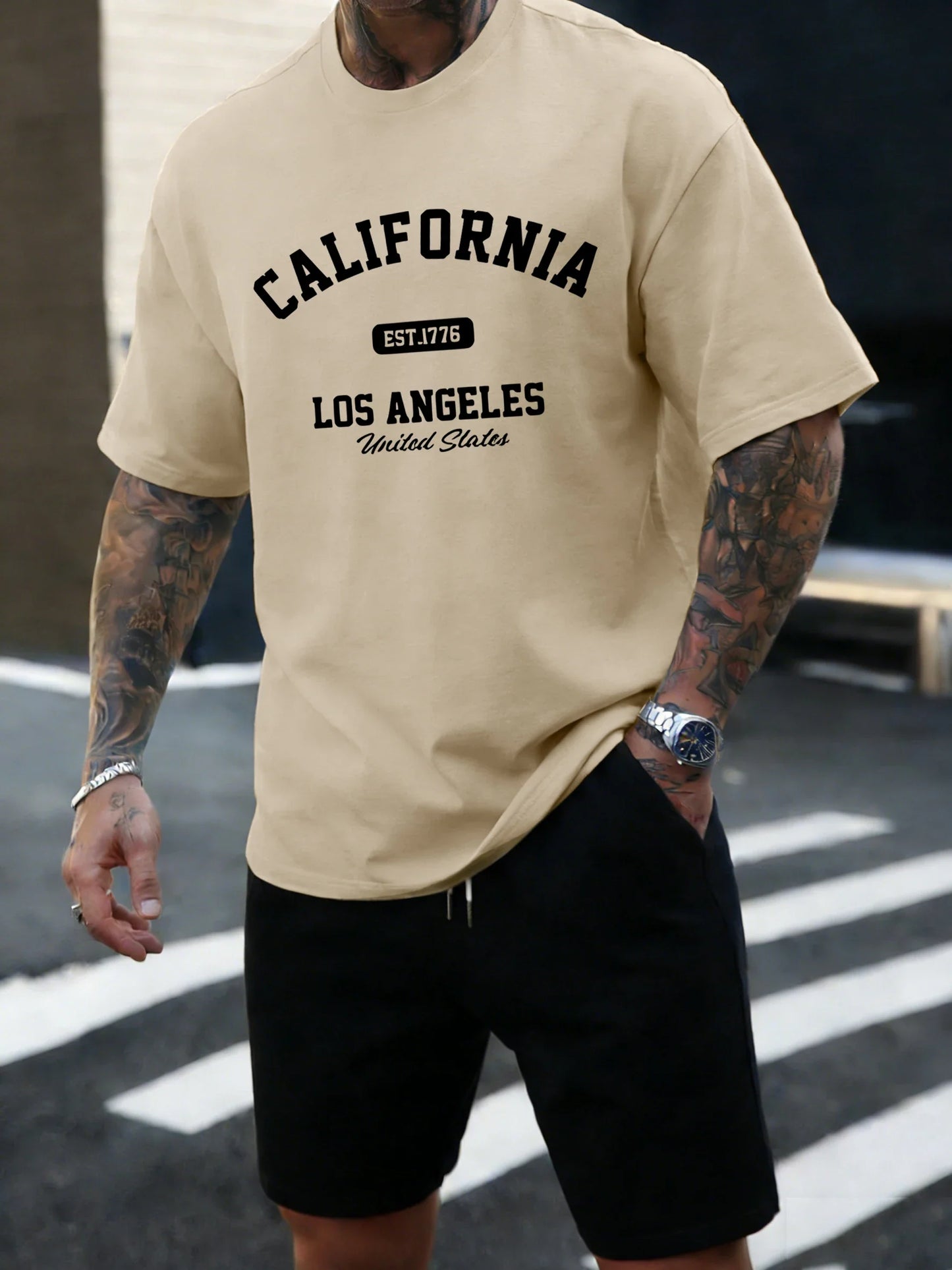 California Los Angeles Est 1776 Men T Shirts Retro Fashion Soft Short Sleeve Summer Comfortable T-Shirt Unisex Cotton Loose Top