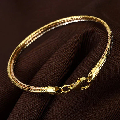 Real 925 Silver Bracelets Women's Hand Three Shares Jewelry Three-Colour Lady Femme Chain Italian Luxury Accessories