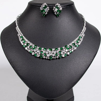 Pop Hot Stereo Jewelry Oil Painting Necklace Earrings Premium Multi-Color 2-Piece Wedding Travel Women's Holiday Gift M-1000