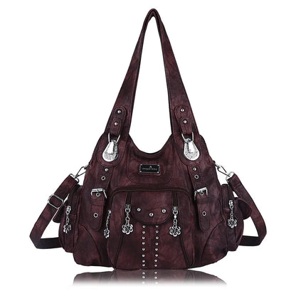 Women Handbags Black Vintage Shoulder Bags Fashion PU Handbag Female Satchel Big-capacity Shoulder Purse Bag bolsa feminina