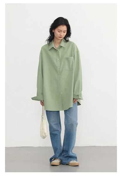 Korean Women's Long-sleeved Shirt Loose Woman Tops Fashion Woman Blouse Office Lady Coat 2025 Spring Autumn Clothing