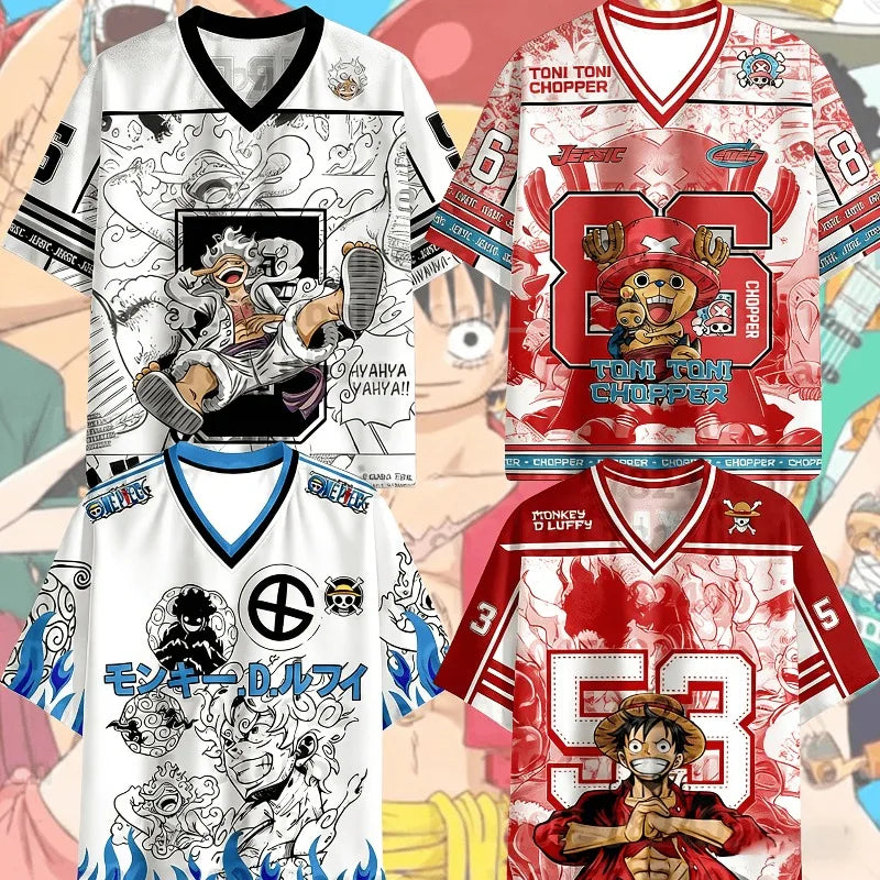 2026 Anime One Piece Luffy Special Edition Football Jerseys For Adult/Kids Summer Casual Harajuku Tees Luffy Tshirts Fans Tops