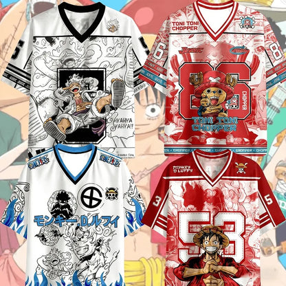 2026 Anime One Piece Luffy Special Edition Football Jerseys For Adult/Kids Summer Casual Harajuku Tees Luffy Tshirts Fans Tops