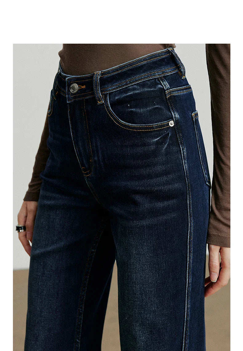 Women Denim jeans 2025 Autumn New Lycra Stretch Mid Waist Cotton Flares Pants