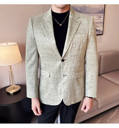 High Quality Jacquard Suit Jacket for Men 2025 Fashion Korean Style Slim Fit Business Casual Wedding Social Dress Coats 4XL-M