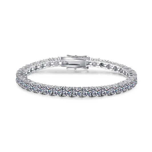 Bracelet de tennis en moissanite 3mm avec diamants entiers GRA, plaqué argent 925, plaqué or 18k, bijoux de fête de mariage pour femmes et hommes