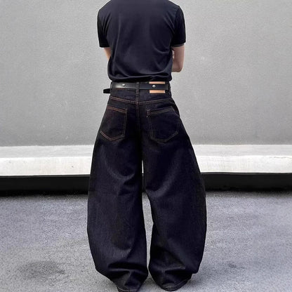 2025 Summer New Men's Y2k Pocket Decoration Jeans Harajuku Retro Fashion Trend Street Hip-Hop Casual Loose Niche Men's Bottoms