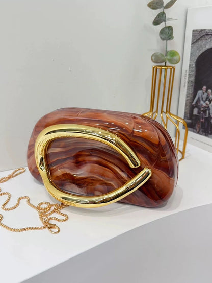 Women's Sealed Box Shaped Acrylic Clutch Fashion Dinner Wedding Party Handbag Elegant Luxury Designer Crossbody Shoulder Bag