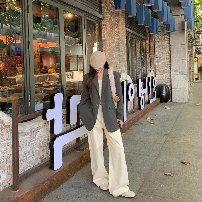 Suit Jaet Women's Small Size Spring Autumn New Loose Sle Ele Street Sle Faionable Long Sve Polyester
