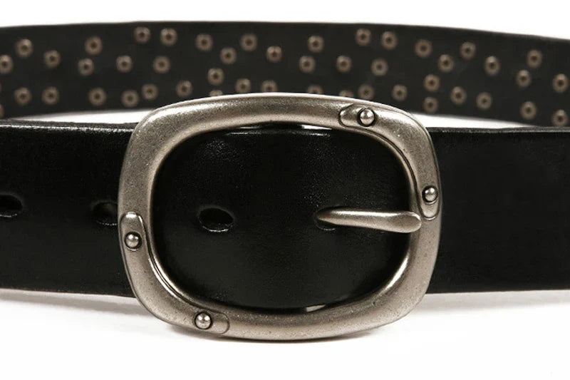 3.8CM Male Top Layer Luxury Designers Cowskin Genuine Leather Belts Men Alloy Pin Buckle Rivets Belt Casual Belt for Jeans