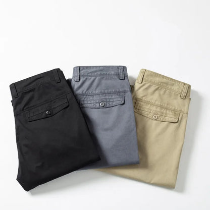 100% Cotton Straight Casual Pants Men's New Cargo Pocket Fashion Brand Comfortable High Quality Business Male Pants