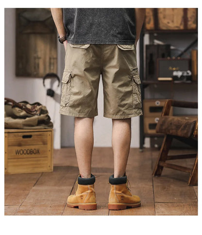 Men Summer New Multi Pocket Cargo Shorts Men Cotton Loose Breathable Fashion Trend Casual Versatile Five Points Pants Men Shorts