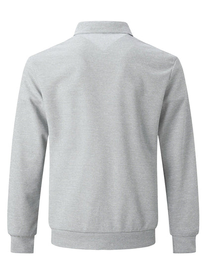 Men's Slim-fit Cardigan Solid-color Lapel Waffle Texture Zipper Pocket Casual Spring/Autumn 2025 Fashion