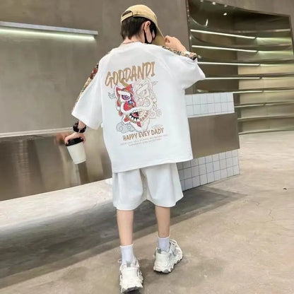 Plus Size Children's Clothing Boys From 4 T-shirts 7 12 Years Baby Summer Clothes Kids Boy Suit 2025 Top Outdoor Korean T-shirt