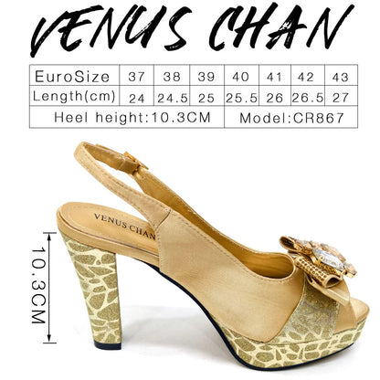 2024 Rhinestone Design INS Hot Sale New Arrivals African Shoes and Bag Set in Blue Color Open Toe Comfortable Women Heels