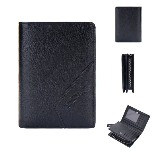 Portefeuille homme en cuir PU, petite et grande capacité, 10 emplacements + pince transparente, doublure durable, design facile d'accès
