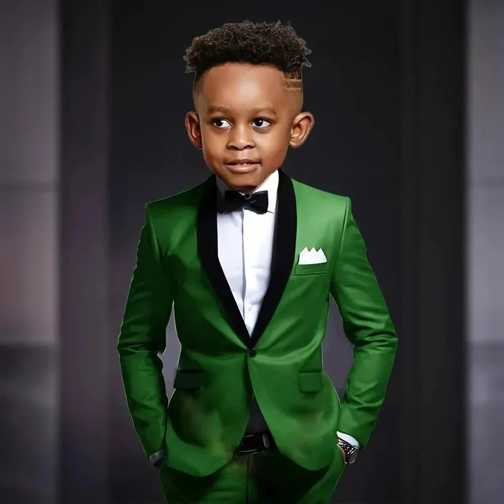 New Kids Suit Set 2 Pieces Jacket Pants Wedding Ring Bearer Outfit,Elegant Shawl Lapel Boys Suits Piano Performance Wear