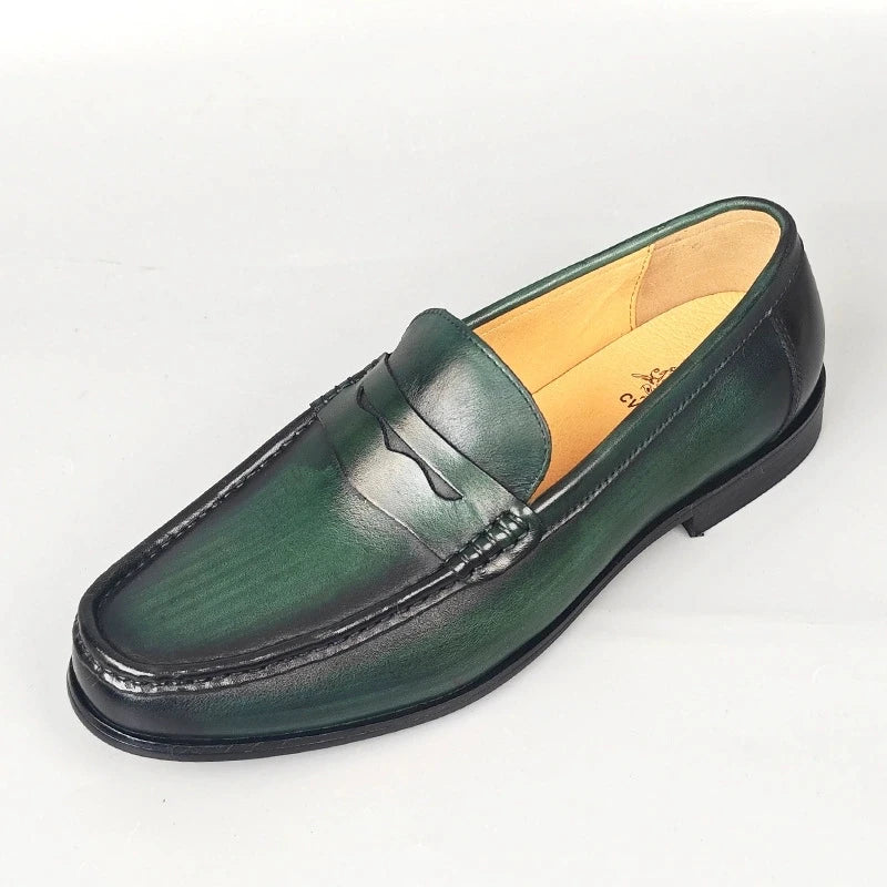 Luxury Men Penny Loafers Genuine Leather Slip On Black Casual Business Dress Shoes Mens Wedding Party Office Fashion Shoes
