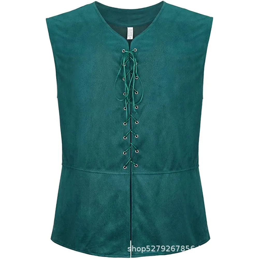 2025 Medieval Renaissance Pirate Gothic Steampunk Vest for Men, Multicolor Loose Plus Size Suede Fashion Men's Waistcoat,S-XXL