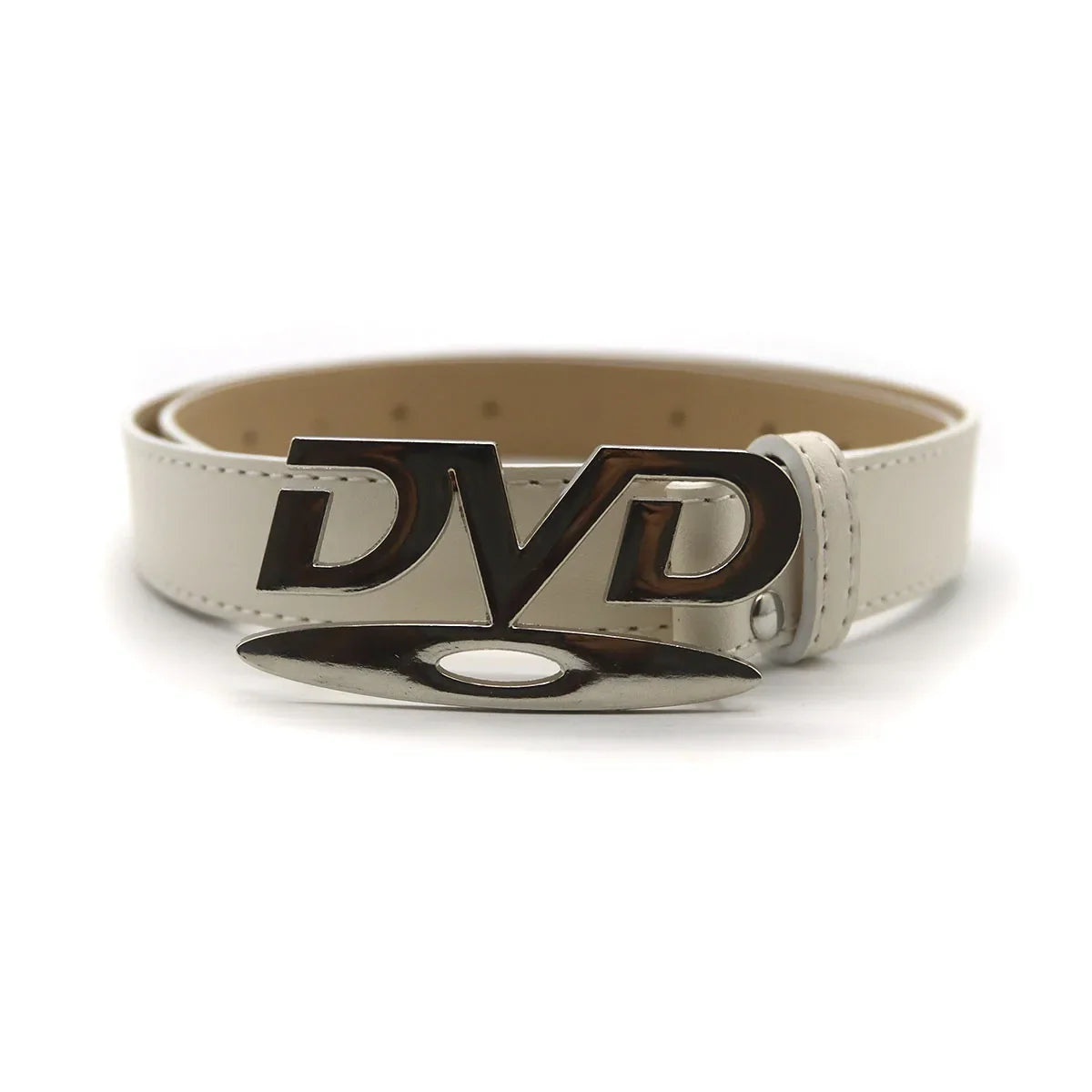 Unisex Nostalgic DVD Buckle Belt Versatile Black White Decorative Waist Straps Belt for Men Women Jeans Matching Gift for Her
