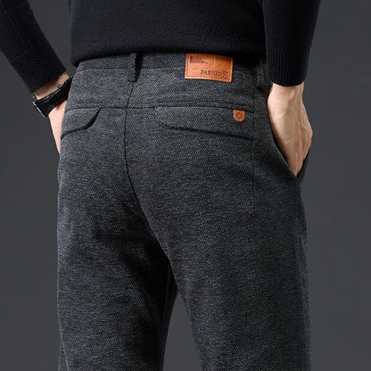 Men's Slim Fit Chenille Long Pants Advanced Business Casual Trousers Trend Autumn Comfortable Daily Wear Male Clothing