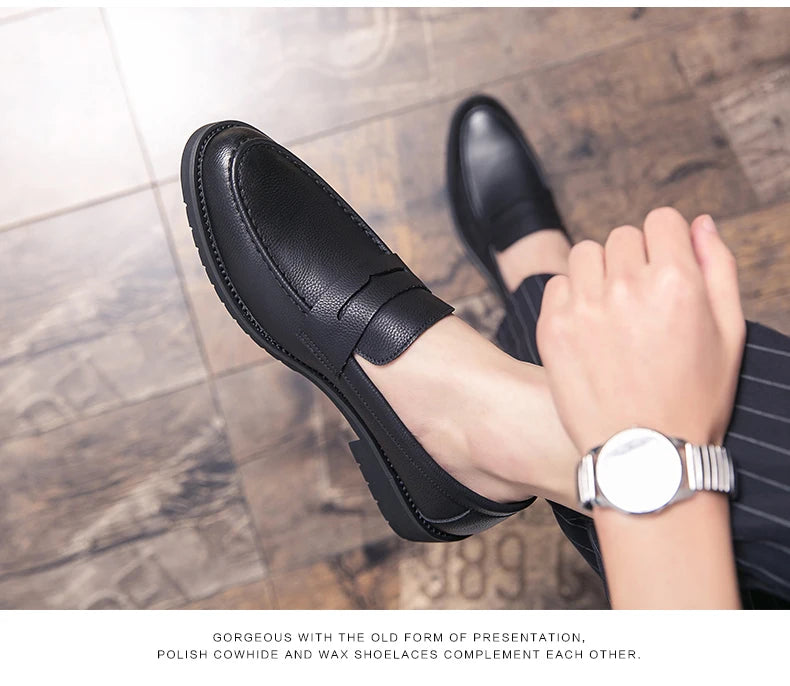 High Quality Casual Business Shoes Men Leather Loafers Classic Men's Dress Shoes Formal Office Leather Brogues Shoes Male