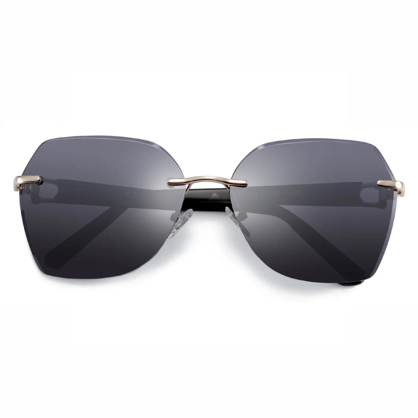 Fashion Women Rimless Sunglasses for Ladies Trendy Geometric Diamond Cutting Gradient Lens UV Protection Shades
