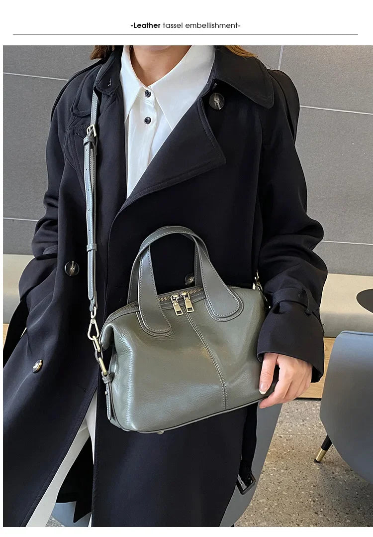 MS Genuine Leather Woman Bags Luxury Retro Shoulder Handbag Vintage Lady Messenger Casual Tote Crossbody Purses Black 2023 New