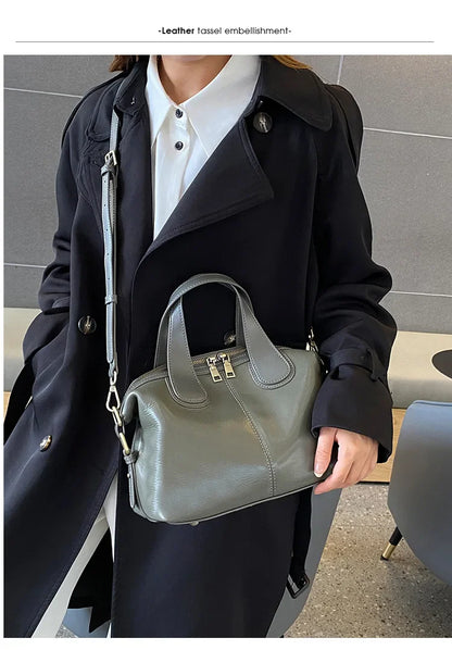 MS Genuine Leather Woman Bags Luxury Retro Shoulder Handbag Vintage Lady Messenger Casual Tote Crossbody Purses Black 2023 New