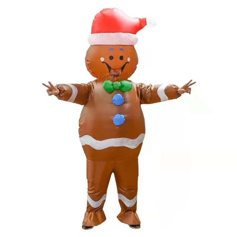Christmas Funny Inflatable Costumes Gingerbread Man Santa Claus Elk Snowman Tree Penguin Adult Kid Halloween Carnival Party