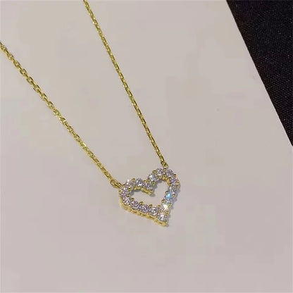 Certificated 1.5MM Moissanite Necklace 14K Gold Filled Heart Shape Pendant Necklace for Women Korean INS Jewelry Gift