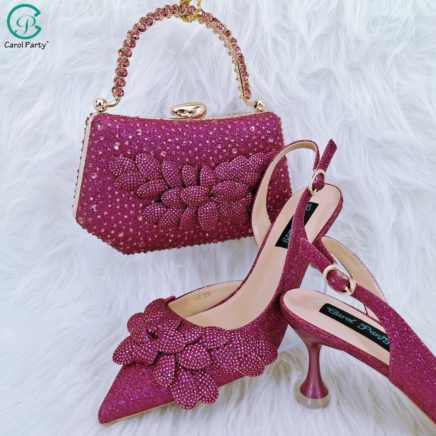 New Sky Blue Satin Handmade Flowers Shoes And Bag African Women's Banquet Pointed Toe Heels Matching Shoes And Bag Wedding Party