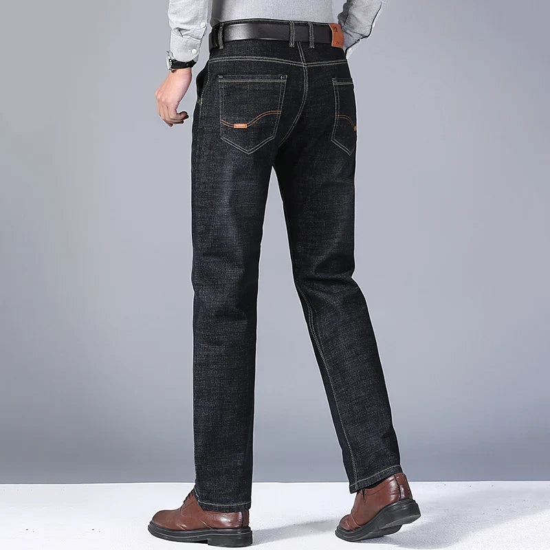 2024 Fashion Men Stretch Loose Straight Jeans Casual Elastic Slim Fit Denim Pants Male Brand Business Trousers Large size 38 40