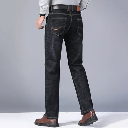 2024 Fashion Men Stretch Loose Straight Jeans Casual Elastic Slim Fit Denim Pants Male Brand Business Trousers Large size 38 40