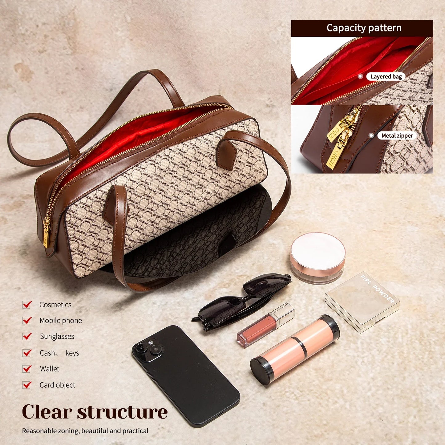 Designer Geometric Leather Totes Luxurious Bags in  Artistic Patterns Leather Ergonomic Straps Combine Modern Versatility
