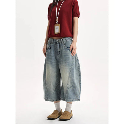 Summer Women Goblin Core Harajuku Jorts Y2k Streetwear Korean Calf-Length Jean Shorts 2000s Denim Cargo Pants Abi Grunge
