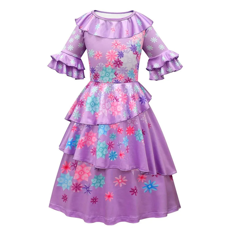 Kids Encanto Mirabel Isabela Dolores Costume Girls Elsa Belle Rapunzel Mermaid Carnival Cosplay Dress Children Princess Clothes