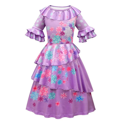 Kids Encanto Mirabel Isabela Dolores Costume Girls Elsa Belle Rapunzel Mermaid Carnival Cosplay Dress Children Princess Clothes