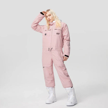 Thick Men Women One-Piece Ski Jumpsuit Outdoor Sports Snowboard Jacket Warm Jump Suit Waterproof Winter Clothes Overalls Hooded