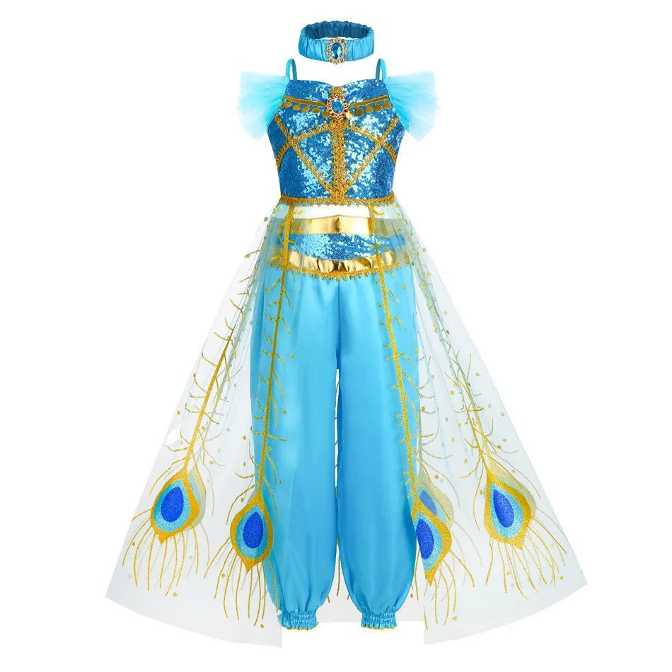 Elsa Mermaid Moana Stitch Sleeping Beauty Jasmine Candy Rapunzel Belle Judy Hopps Glinda Holiday Party  Princess Dress