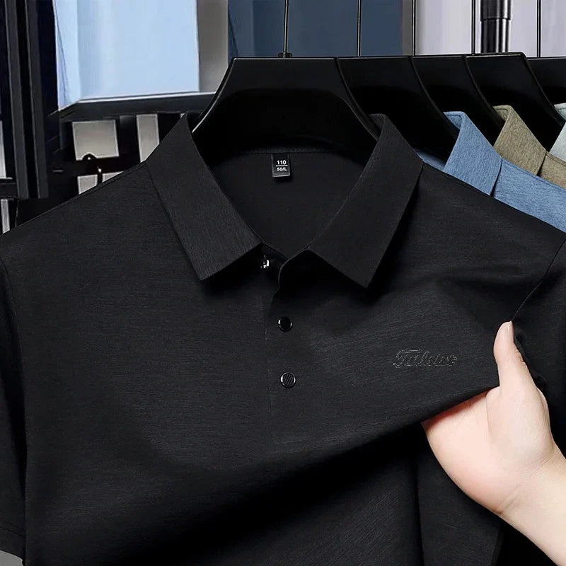 Premium Luxury Man New T-Shirt Polo Shirt Lapel Button Letter Print European Style Summer Hot-Selling Casual Sports MensClothing