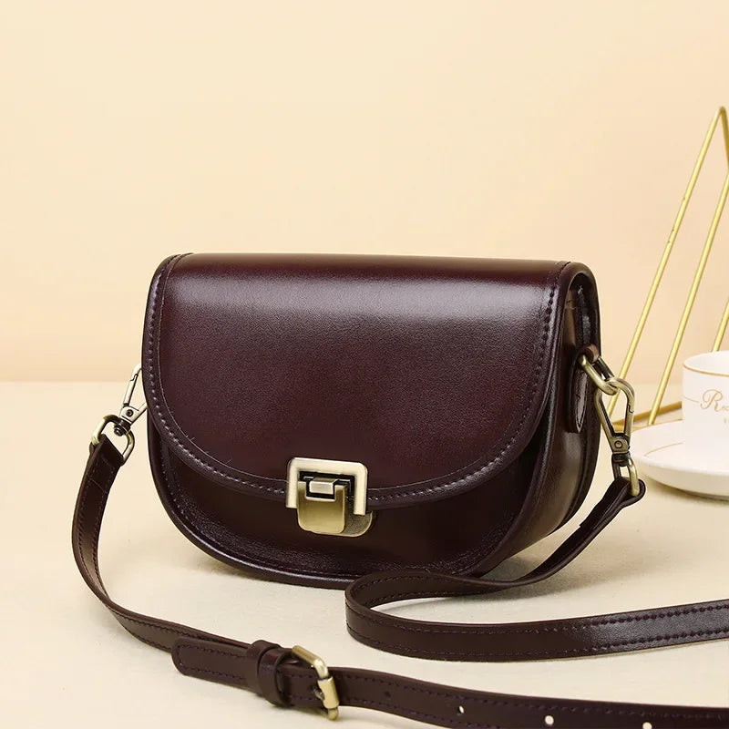 New Style Genuine Leather Women's Small Bag Vegetable Tanned Cow Leather Single Shoulder Bag Lady Popular Messenger Purse