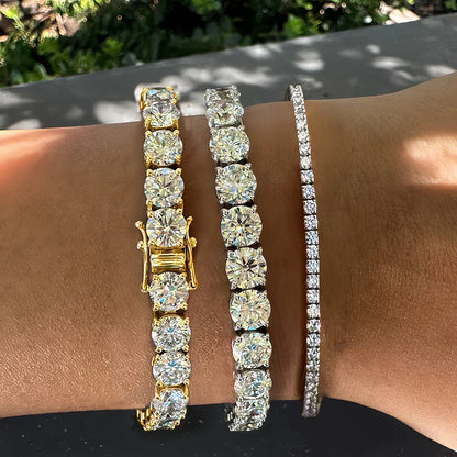 8mm Big Moissanite Diamond Tennis Bracelet for Women Men S925 Silver Plated 18k Yellow/White Gold BangleCertified Certificates