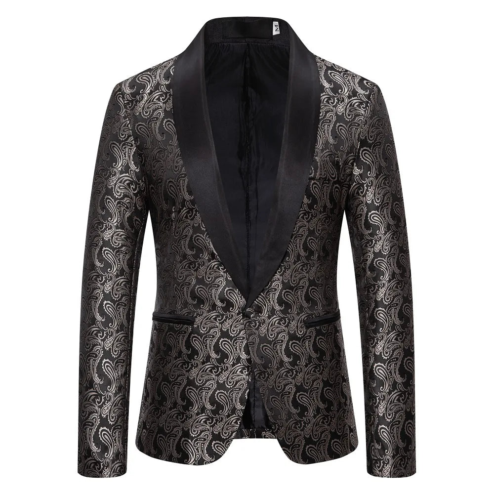 2026 New Men's Red Cashew Flower Blazer, Wedding Party Dress Jacket, White Blue Black Brands Blazers Coat, S M L XL XXL