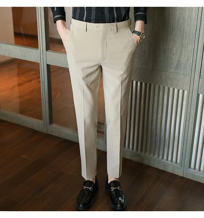 Plus size 40 38 Men Business Solid Suit Pant 2026 Spring Formal Slim Fit Wedding Trouser Mens Brand Fashion Casual Dress Pants