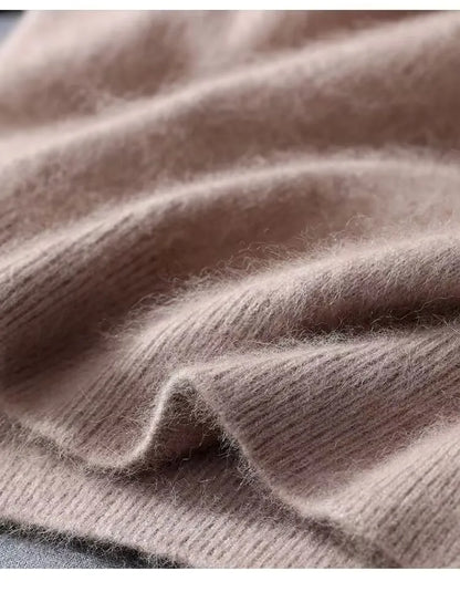 100% Mink Cashmere Knitted Short Sleeved Men's Loose Round Neck Solid Color Half Sleeved Simple T-Shirt Casual Business Cashmere