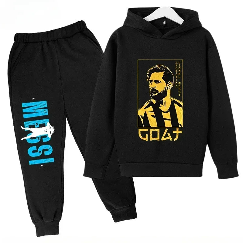 Messi Print Children's Set Sports Hoodie Pants Suit 2pcs Set Boys Girls Baby Kid Clothing Casual Fashion Autumn Winter sportsuit