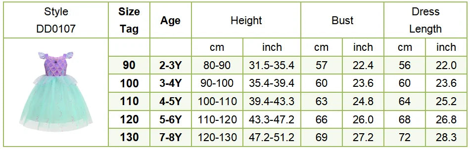 2026 Summer Dresses Baby Girl Carnival Mermaid Princess Dress Kids' Sets and Outfits Kids Clothes Girls Birthday Party Costume