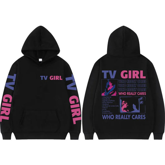 Pop Band TV Girl Who Really Cares Album Print  Hoodies Rock Hip Hop Hooded Sweatshirts Men Women Clothing Y2k Fashion Pullovers